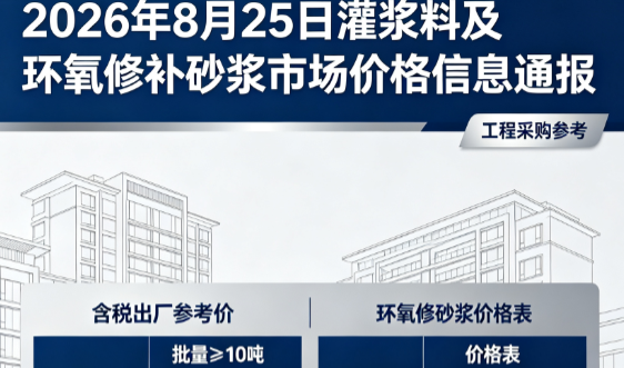 河口2026年8月25日灌浆料及环氧修补砂浆市场价格信息通报
